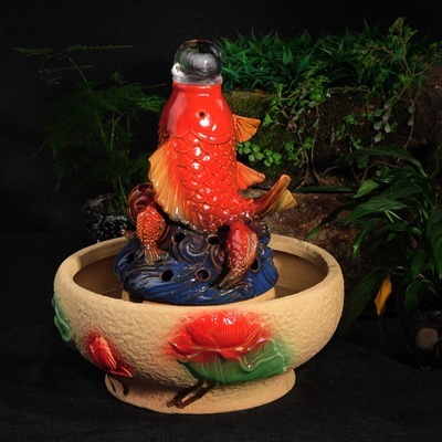 鯉魚躍龍門流水器 匠心工藝，細水長流年年有余